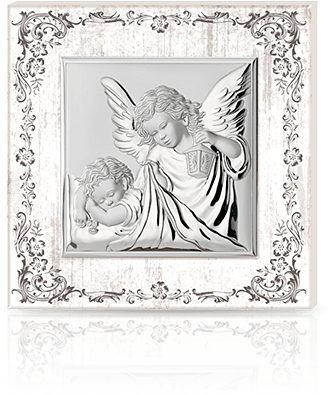 Aniołek z latarenką: obrazek święty na drewnie - Valenti