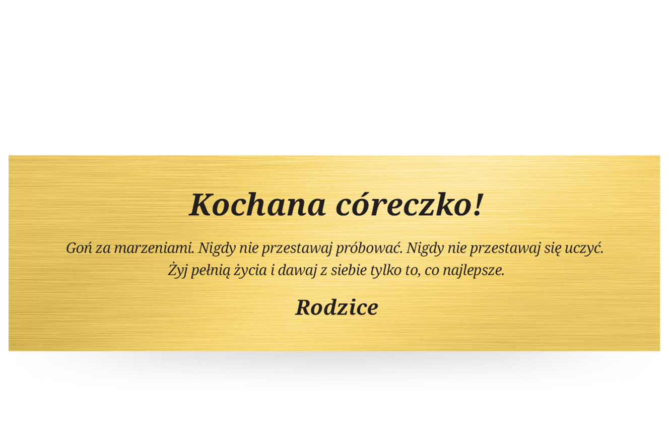 Grawerowana tabliczka na prezent - ZŁOTA Prostokątna, aluminium Lanotti GN13X4Z