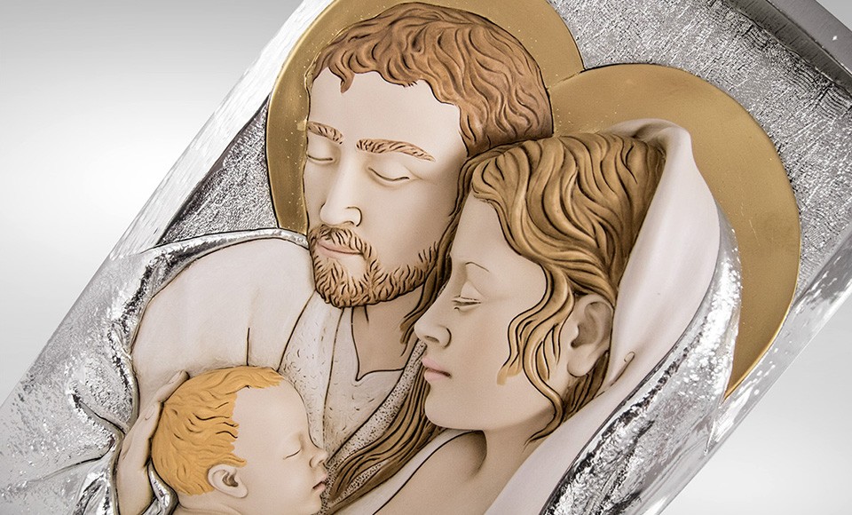 Srebrny obraz malowany Świętej Rodziny