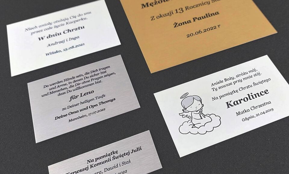 Aluminiowe tabliczki z grawerem