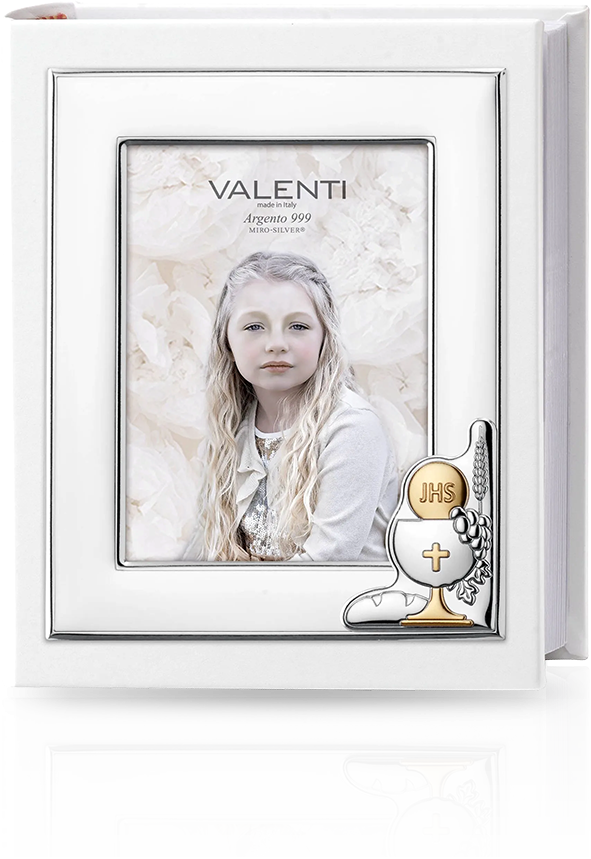 Album z ramką na Komunię: srebrna pamiątka komunijna - Valenti