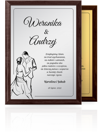 Pamiątka ślubna z życzeniami Drewniany panel z dedykacją z grawerem Lanotti WM5X7