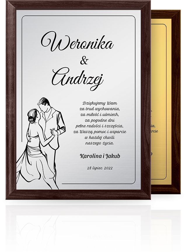 Pamiątka ślubna z życzeniami: drewniany panel z dedykacją - Lanotti
