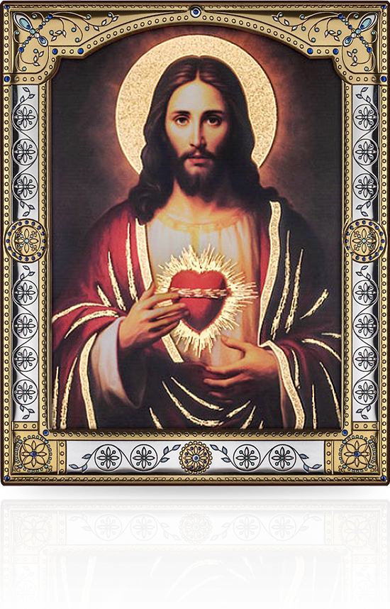 Ikona Jezus Chrzystus: stylizowana ikona za szkłem - Cuore