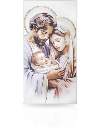 Obrazek na drewnie Św. Rodzina Pamiątka na ślub i rocznicę z grawerem Iconic IC111