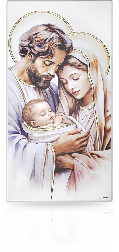 Obrazek na drewnie Św. Rodzina: Pamiątka na ślub i rocznicę - Iconic