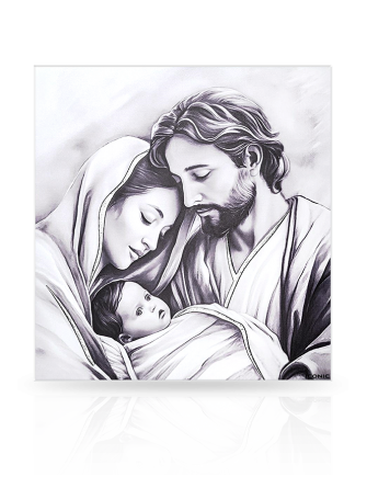 Obrazek na drewnie Św. Rodzina Pamiątka na ślub i rocznicę z grawerem Iconic IC113