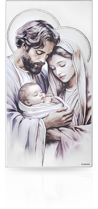 Obrazek na drewnie Św. Rodzina: Pamiątka na ślub i rocznicę - Iconic