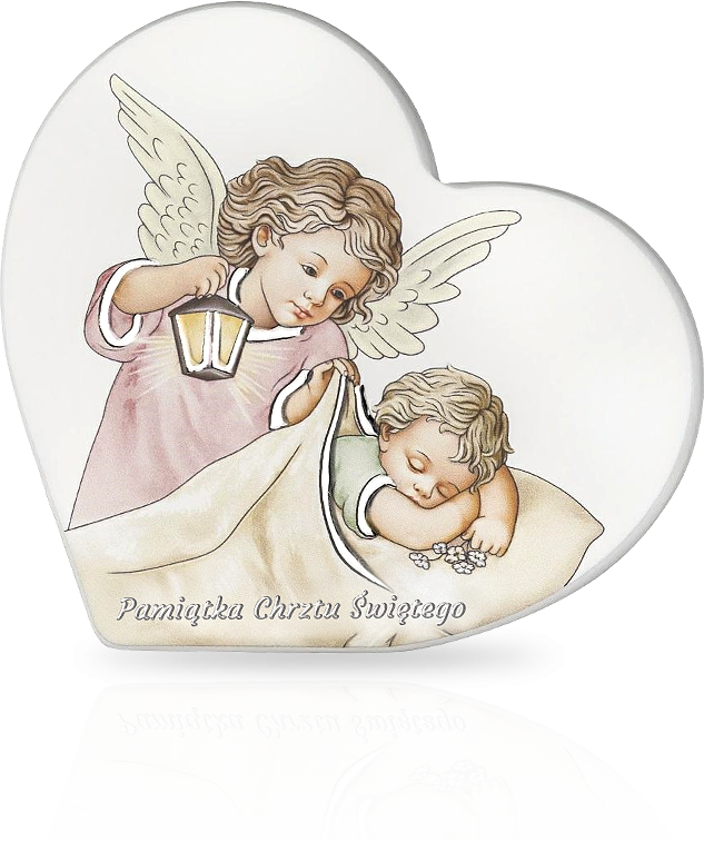 Obrazek z Aniołkiem na drewnie: Pamiątka Chrztu Świętego - Iconic