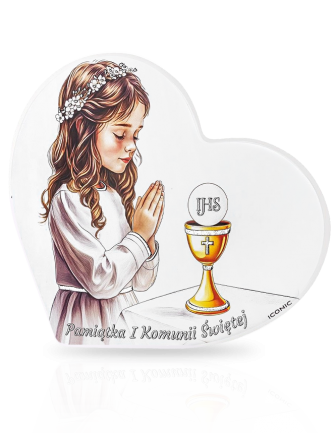 Obrazek komunijny dla dziewczynki Pamiątka I Komunii z grawerem Iconic IC128