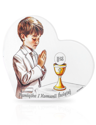 Obrazek komunijny dla chłopca Pamiątka I Komunii z grawerem Iconic IC128