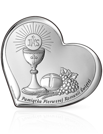 Obrazek srebrny z hostią Pamiątka komunijna z grawerem Beltrami 6755S