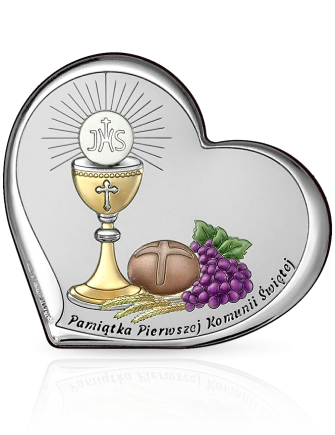 Obrazek srebrny z hostią Pamiątka komunijna z grawerem Beltrami 6755S
