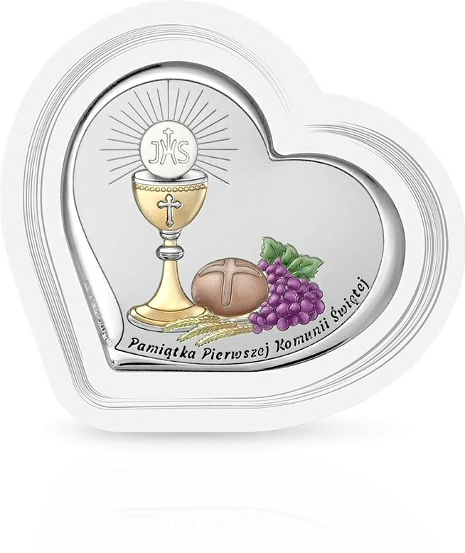 Obrazek srebrny z hostią: pamiątka komunijna - Beltrami