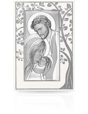 Św. Rodzina obraz srebrny Pamiątka na ślub i rocznicę z grawerem Beltrami 6810P