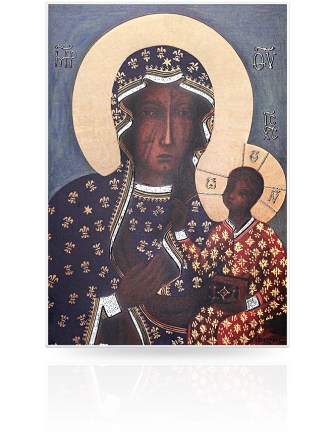 Ikona Matka Boża Częstochowska Obrazek drukowany na drewnie z grawerem Iconic IC120