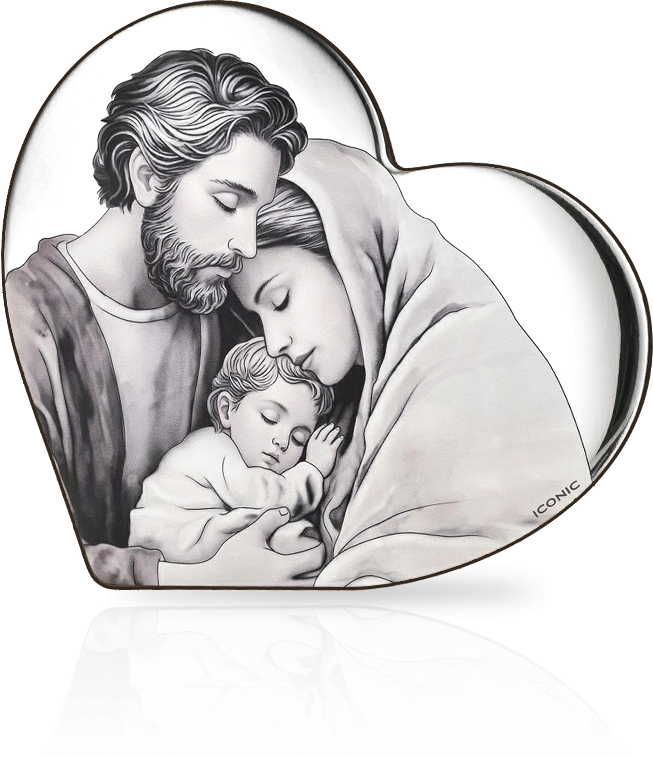 Obraz Św. Rodzina na aluminium: Pamiątka na ślub i rocznicę - Iconic