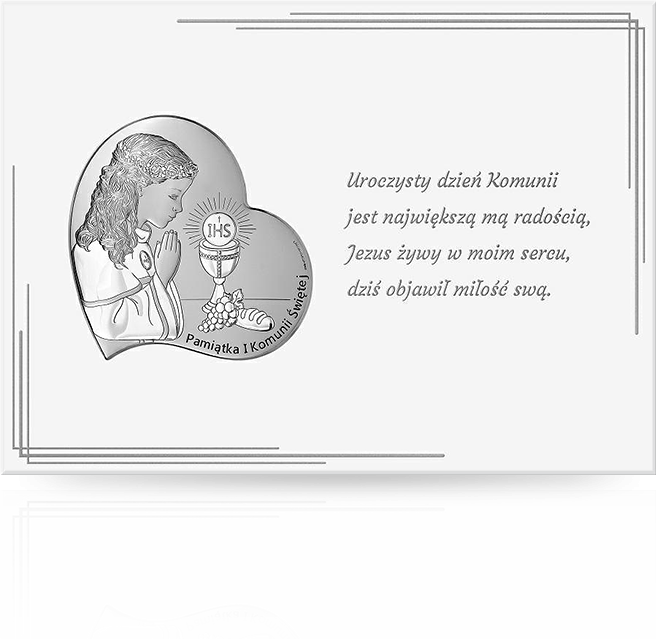 Obrazek na komunię dla dziewczynki: Pamiątka na białym drewnie - Beltrami