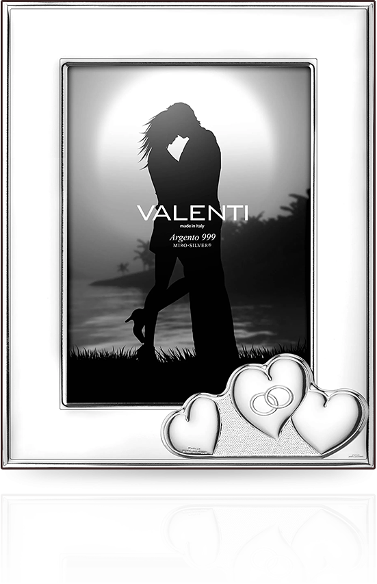 Srebrna ramka z obrączkami: pamiątka na ślub i rocznicę - Valenti