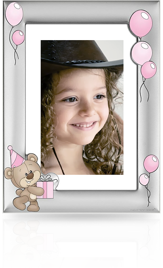 Ramka na zdjęcia z misiem: srebrna pamiątka dla dziewczynki - Beltrami