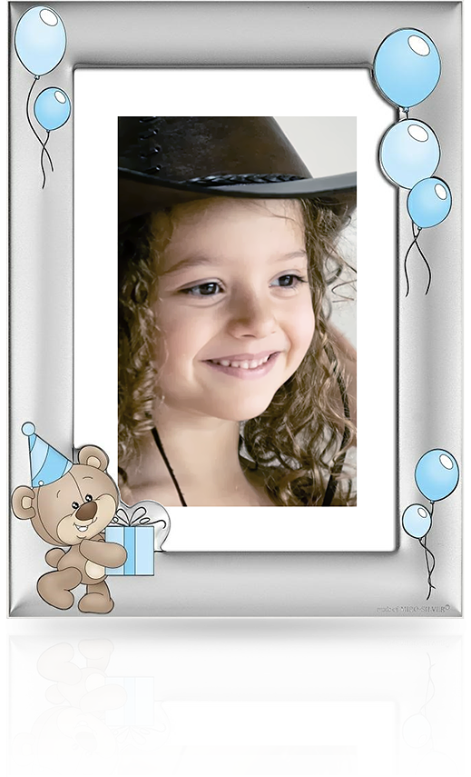 Ramka na zdjęcia z misiem: srebrna pamiątka dla chłopca - Beltrami