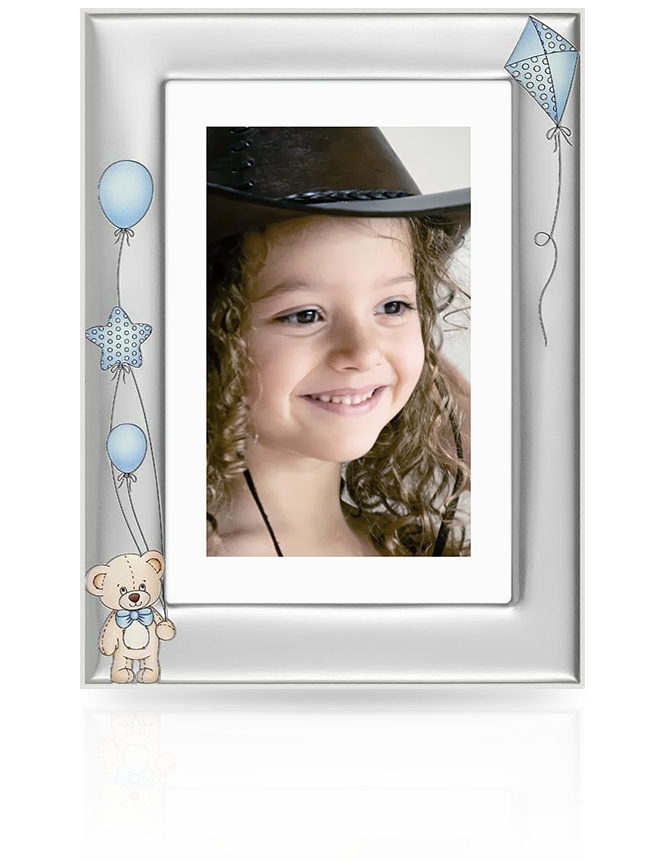 Ramka na zdjęcia z misiem: srebrna pamiątka dla chłopca - Beltrami
