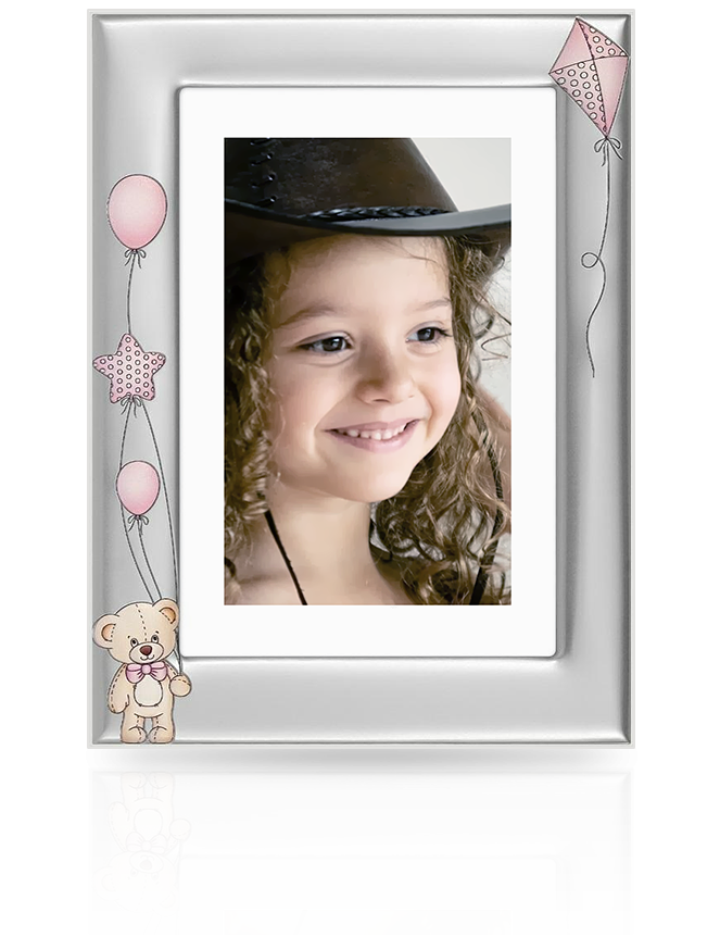Ramka na zdjęcia z misiem: srebrna pamiątka dla dziewczynki - Beltrami