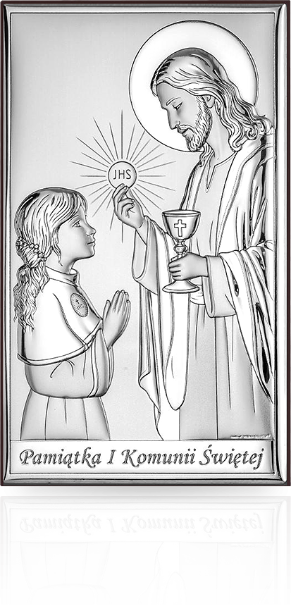 Obrazek na komunię dla dziewczynki: Srebrna pamiątka komunijna - Beltrami