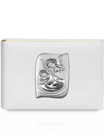 Album na zdjęcia z aniołkiem Z obrazkiem srebrnym na Chrzest z grawerem Beltrami 6529