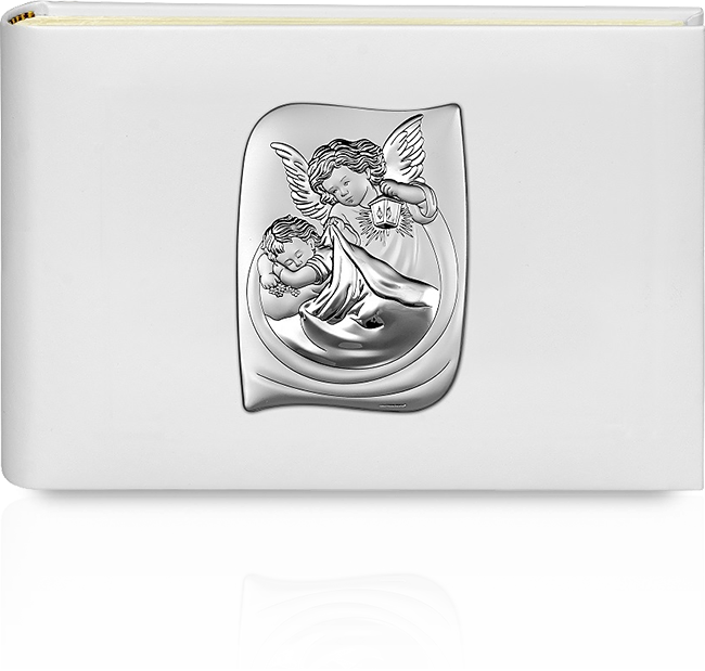 Album na zdjęcia z aniołkiem: z obrazkiem srebrnym na Chrzest - Beltrami