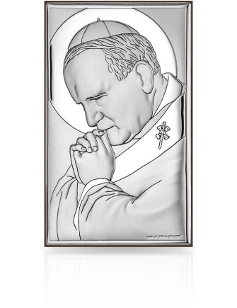 Papież Jan Paweł II Obrazek srebrny z grawerem Beltrami 6846