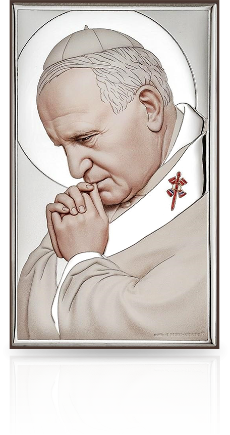 Papież Jan Paweł II: obrazek srebrny kolorowy - Beltrami