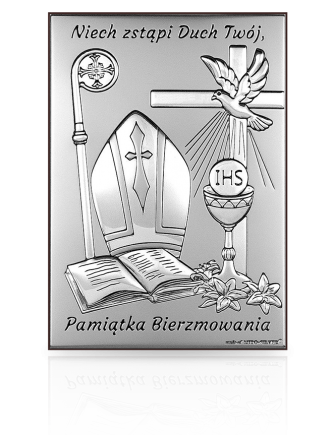 Obrazek na pamiątkę bierzmowania Obrazek srebrny z grawerem Beltrami 6721