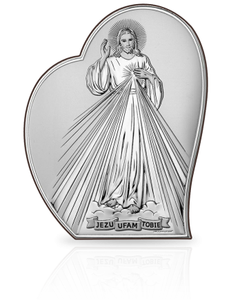 Jezu Ufam Tobie Obrazek srebrny w sercu z grawerem Beltrami 6855