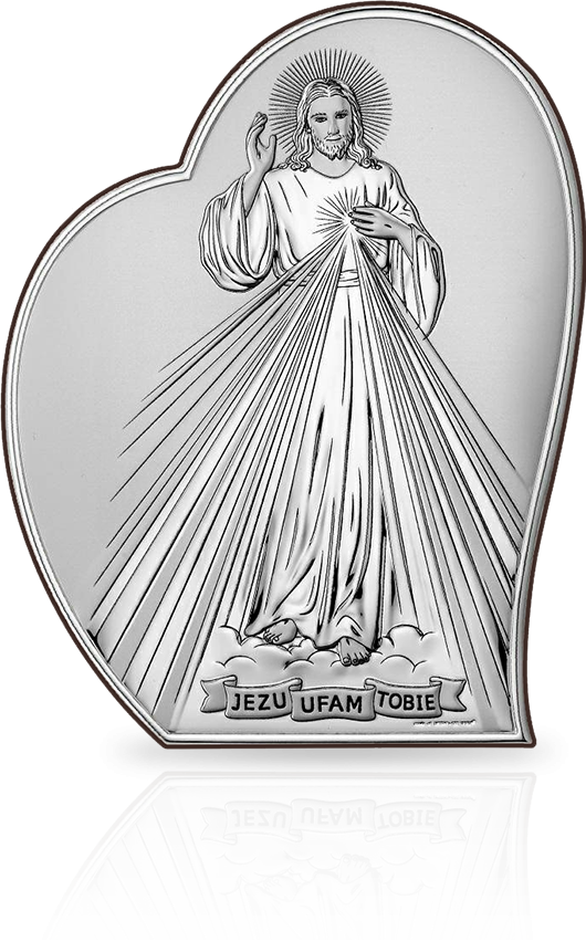 Jezu Ufam Tobie: obrazek srebrny w sercu - Beltrami