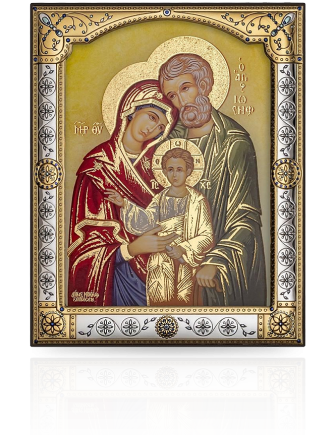 Ikona Świętej Rodziny W ozdobnej ramie za szkłem z grawerem Iconic IC700