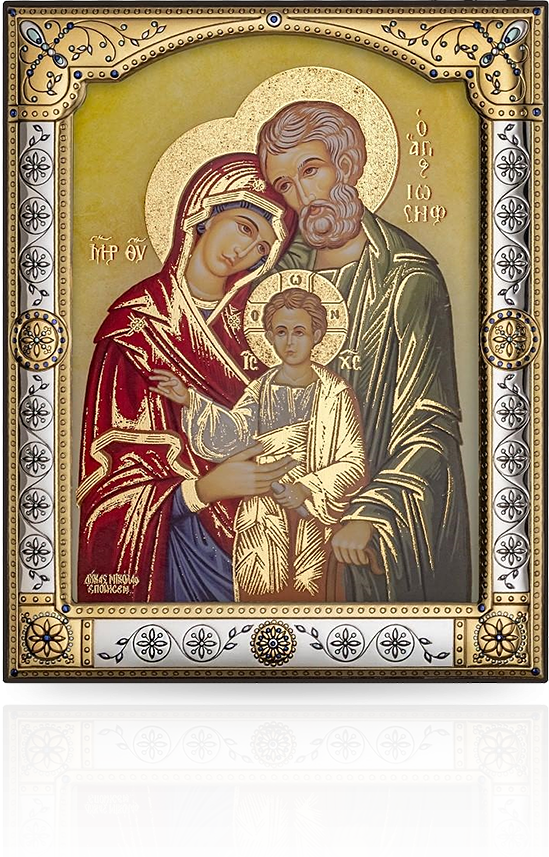 Ikona Świętej Rodziny: w ozdobnej ramie za szkłem - Iconic