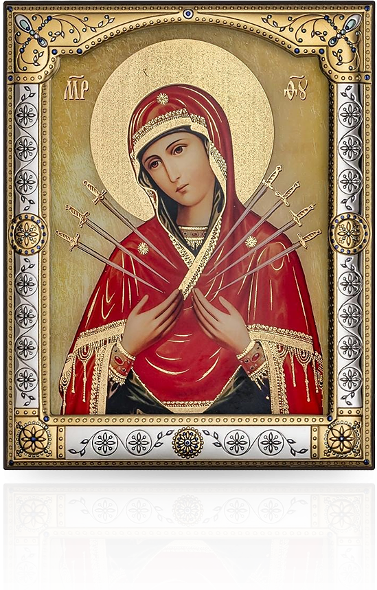 Ikona Matki Bożej Bolesnej: w ozdobnej ramie za szkłem - Iconic