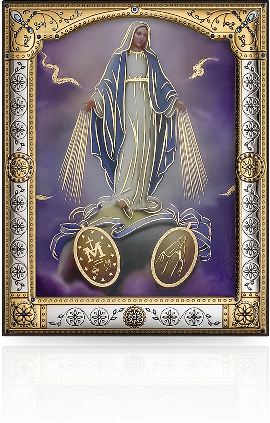 Włoska ikona Matki Bożej: w ozdobnej ramie za szkłem - Iconic