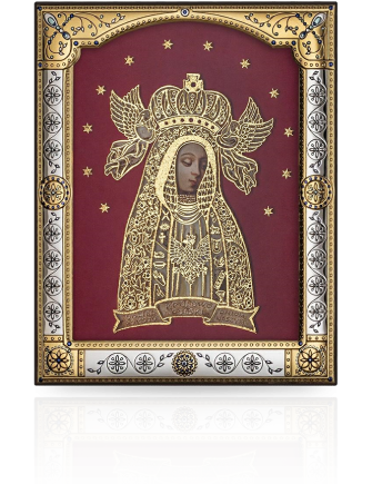 Ikona Matki Bożej Królowej Polski W ozdobnej ramie za szkłem z grawerem Iconic IC707