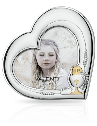 Ramka na zdjęcie komunijne Srebrna ramka serce z grawerem Valenti 52120