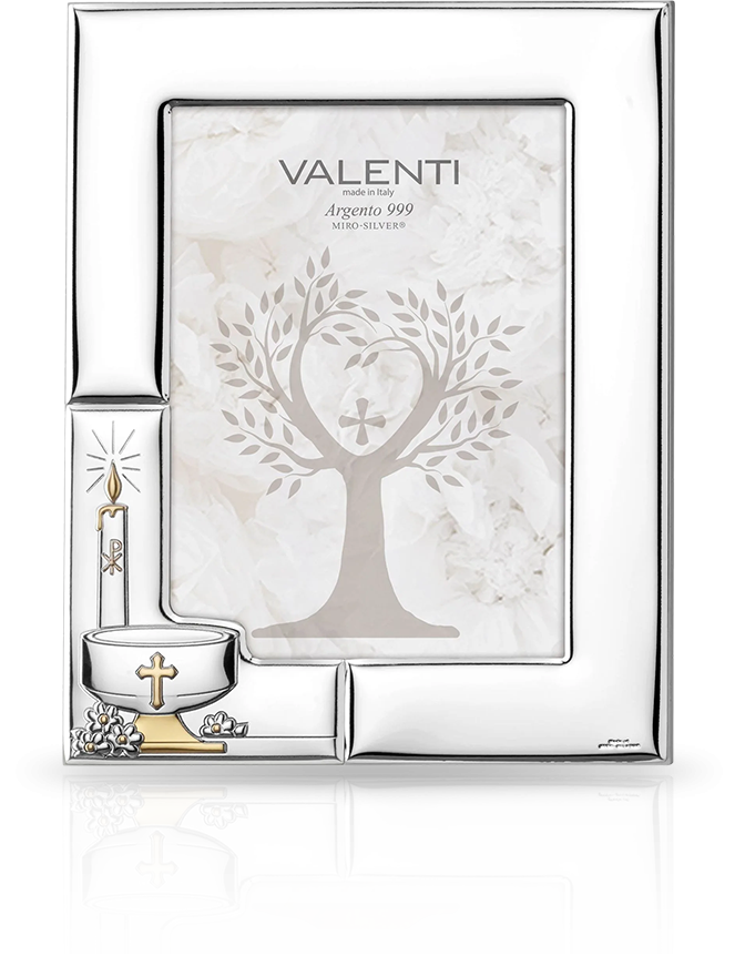 Srebrna ramka na Chrzest: z motywem chrzcielnicy - Valenti