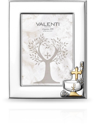 Srebrna ramka na chrzciny Z motywem chrzcielnicy z grawerem Valenti 51111