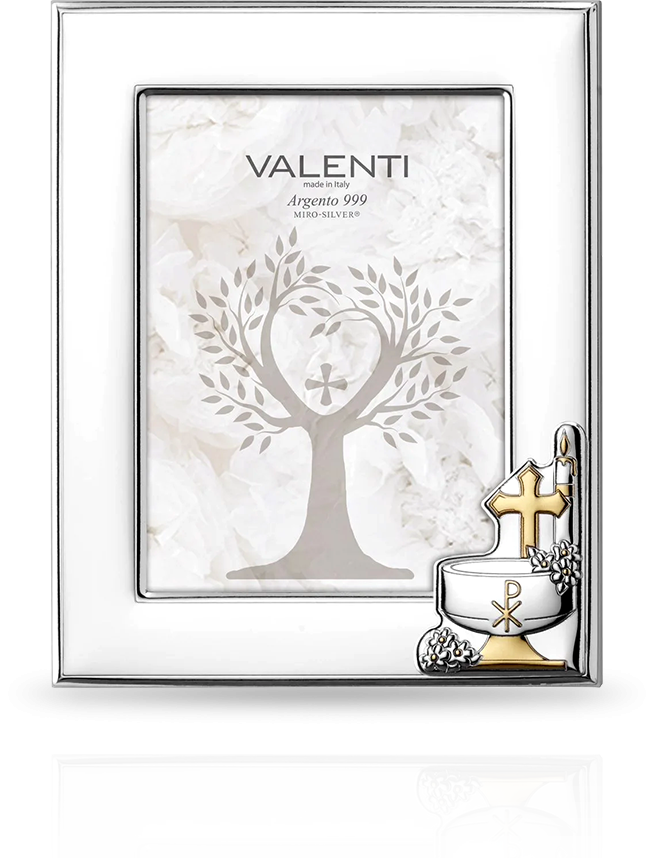 Srebrna ramka na chrzciny: z motywem chrzcielnicy - Valenti