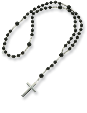 Różaniec naszyjnik Z ciemnych kamieni naturalnych z grawerem Yvon ROZ243