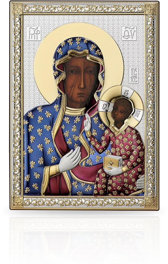 Matka Boska Częstochowska: srebrna ikona kolorowa - Atelier