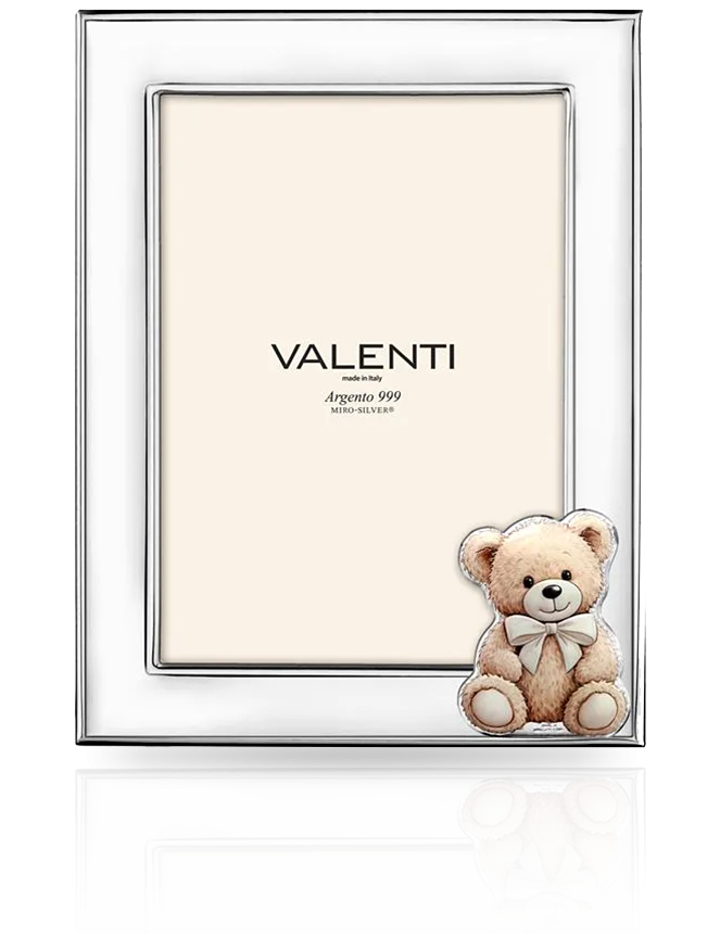 Srebrna ramka na zdjęcie dziecka: z uroczym misiem - Valenti