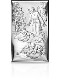Anioł Stróż nad wodą Obrazek srebrny na Chrzest z grawerem Valenti v18001