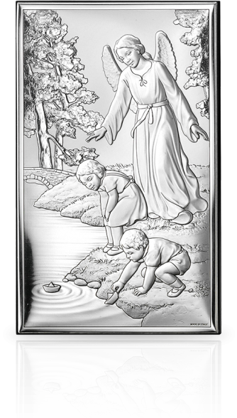 Anioł Stróż nad wodą: obrazek srebrny - Valenti