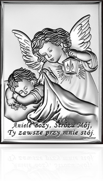 Anioł czuwający nad dzieckiem: obrazek srebrny - Beltrami